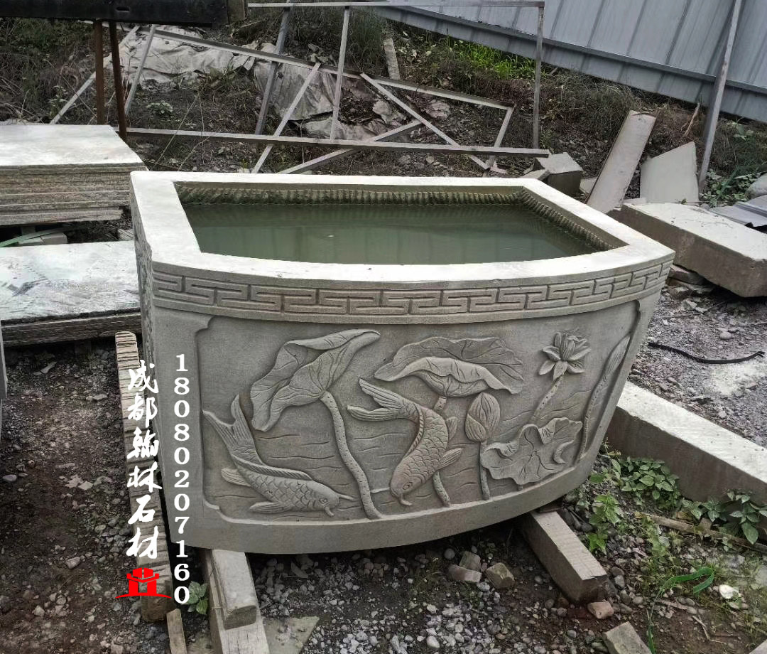 青石風水缸_紅砂石風水缸